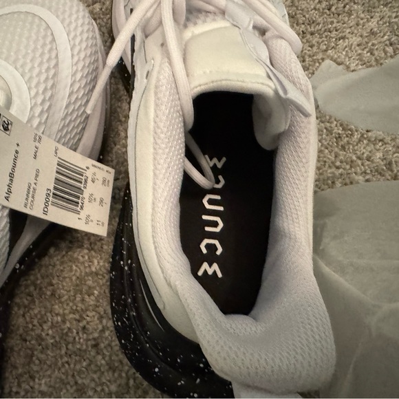 New Adidas Alphabounce+ Bounce Mens Running Shoes Sz 11 White Black Sneakers - Picture 12 of 14